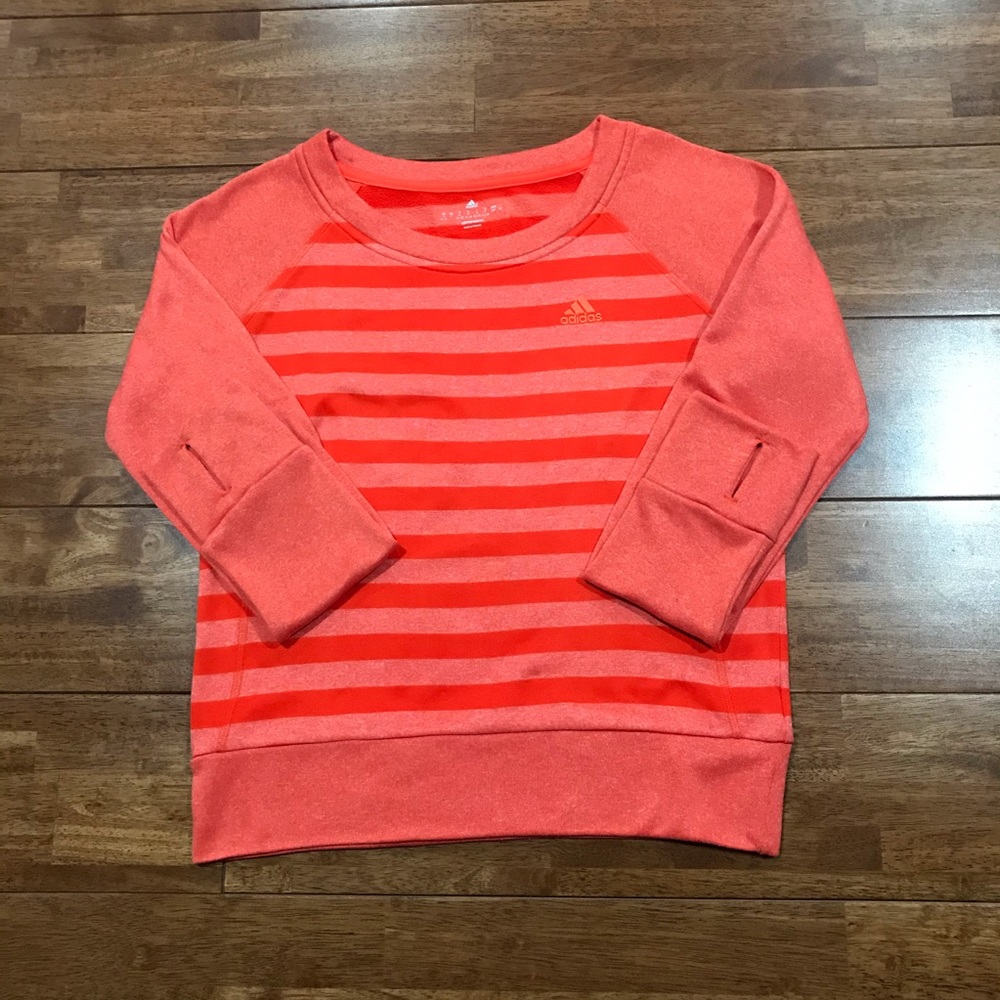 Adidas Striped Fleece Crewneck Sweater S